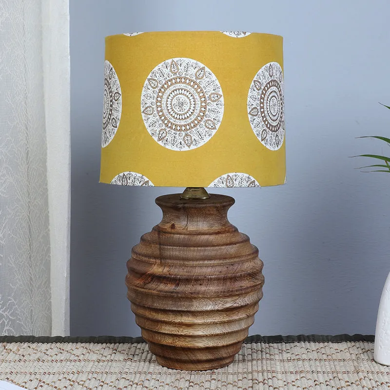 Mandala Merry Palmer Printed Mango Wood Table Lamp - Brown,Yellow,White media 2