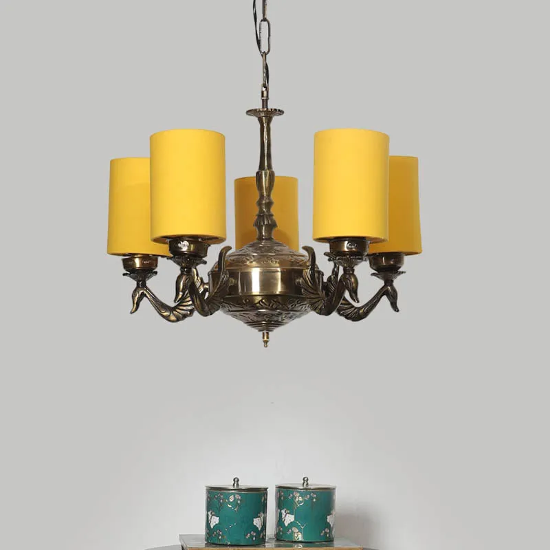 Niva Cylindrical Golden Antique Ceiling Lamp media 2