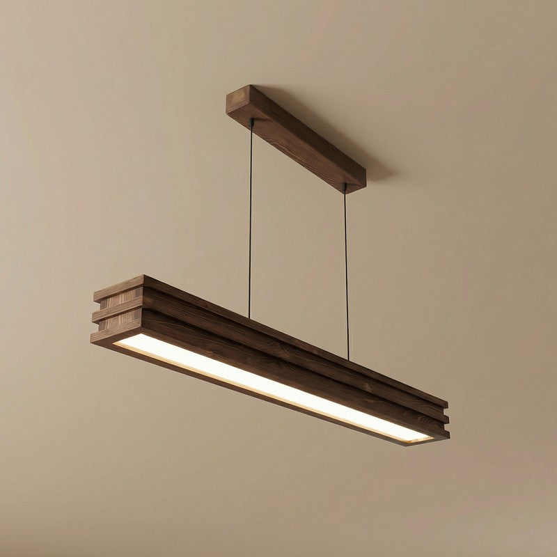 Fynn Linear LED Wooden Ceiling Lamp - Brown media 5