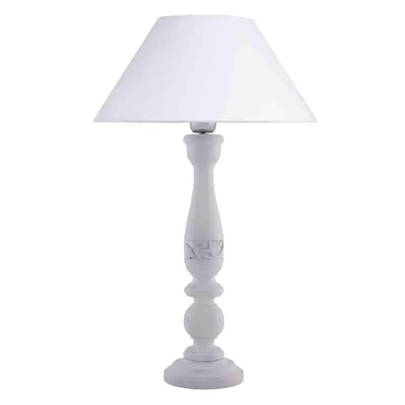 Earthie Wooden Fabric Table Lamp - White media 4