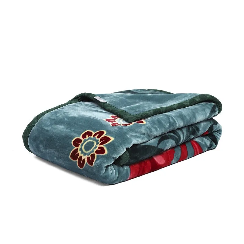 Monte Carlo Crimson Bloom Blanket (Blue,Red) - 1000 GSM media 5