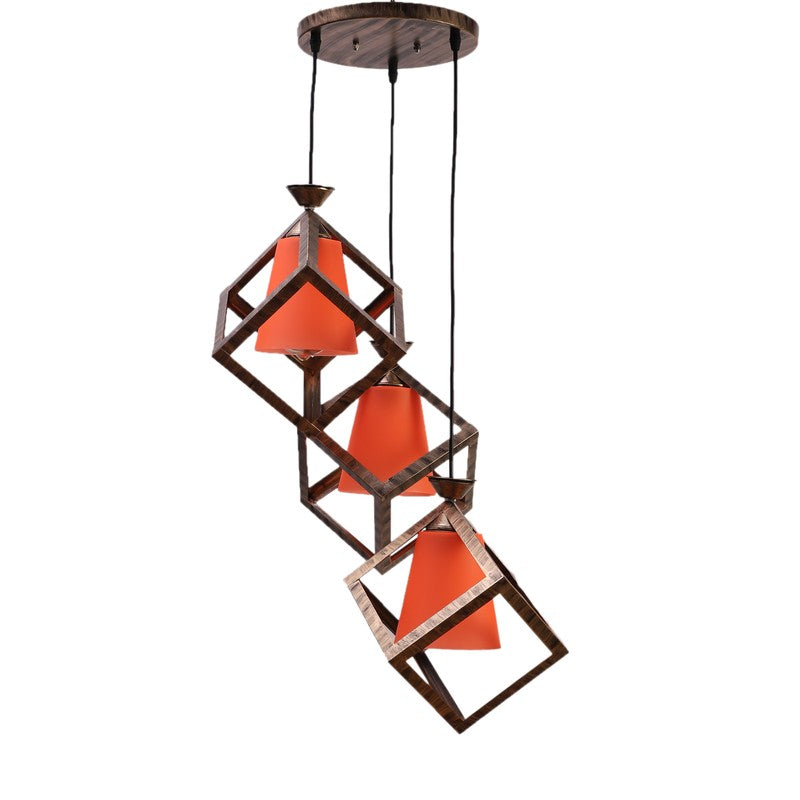Crimson Glow PVC Ceiling Lamp - Orange media 3