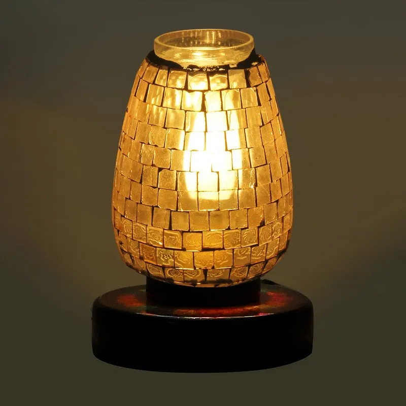 Lumyne Mosaic Glass Table Lamp With Wooden Base media 6