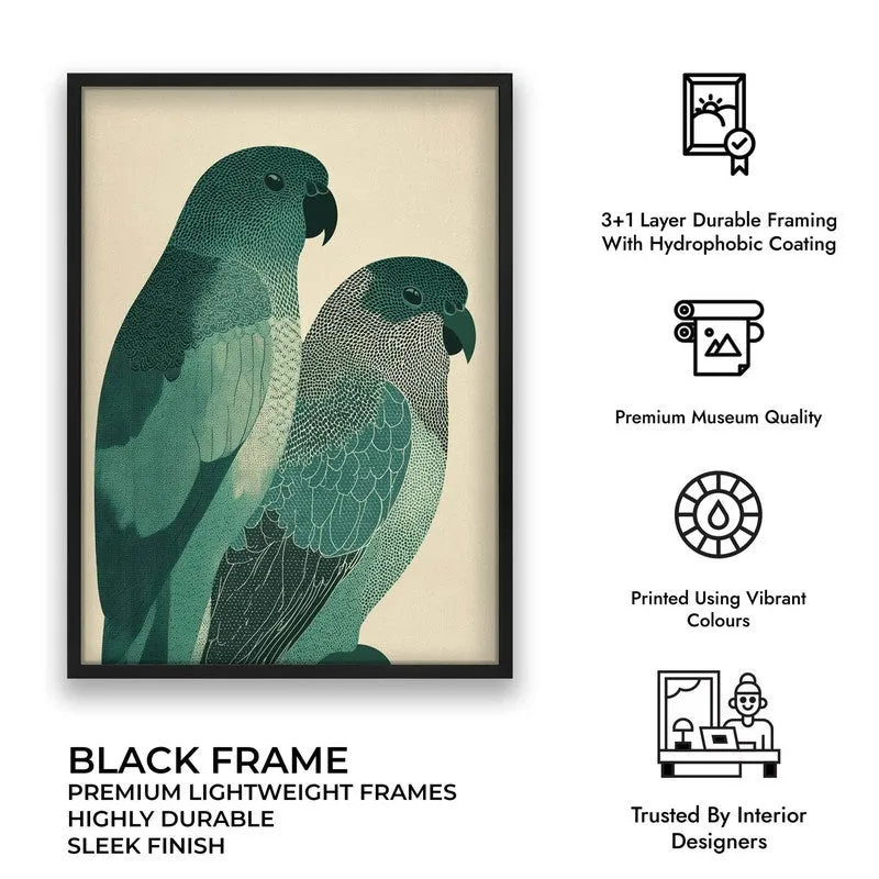 Pastel Parrot Pair Canvas Wall Painting With Black Frame media 11
