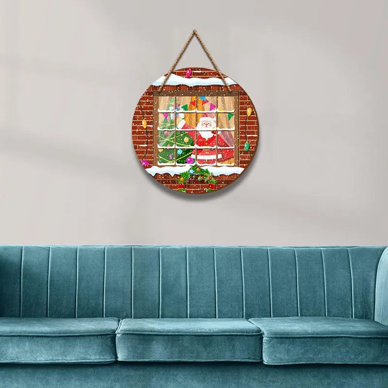 Santa's Sneak Peek Christmas Wood MDF Wall Hanging media 4