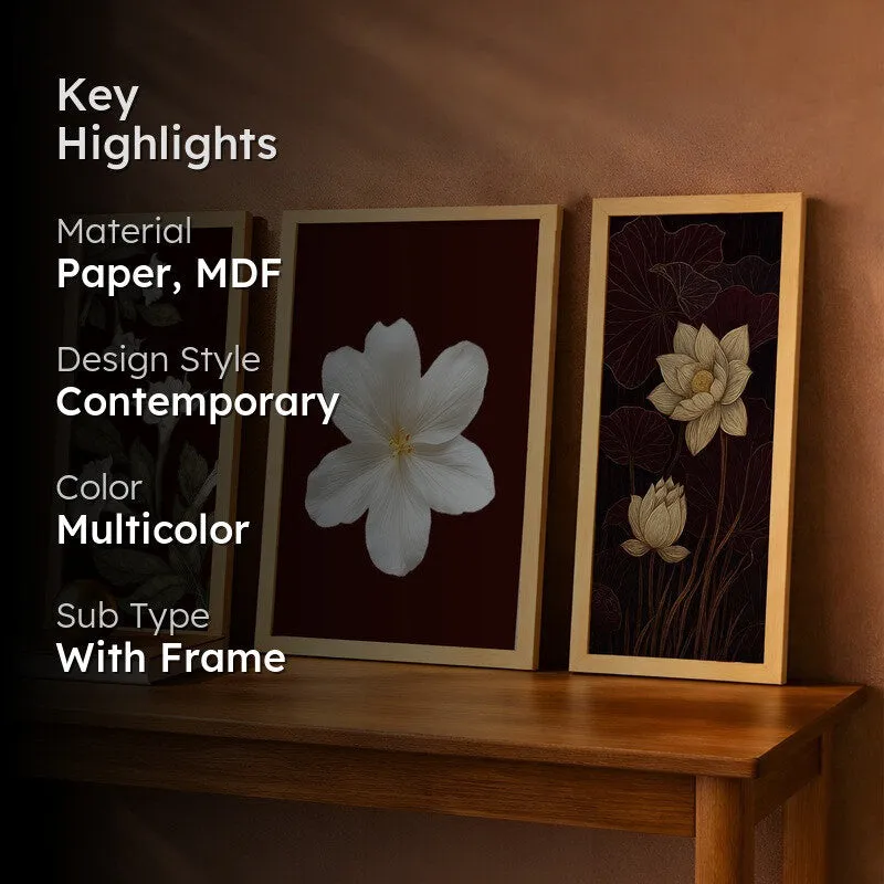 Petal Poetry Wall Art With Frame - Set of Three media 2