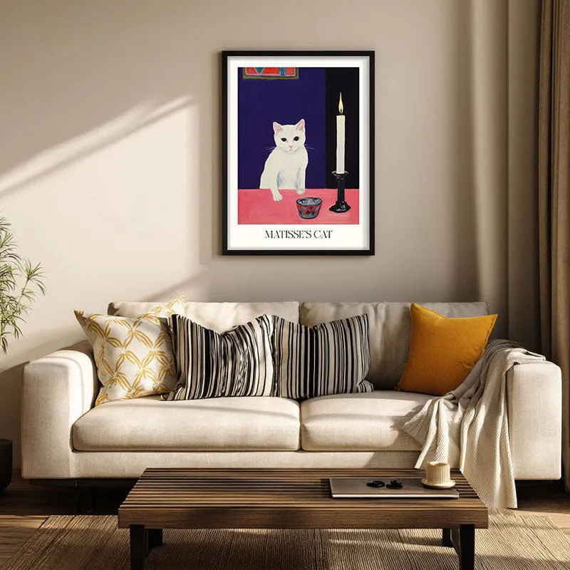 Matisse's Cat Inspired by Henri Matisse Archival Canvas Wall Art - Black Frame media 1