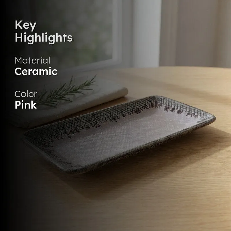 Ceramic Rectangular Platter - Pink media 2