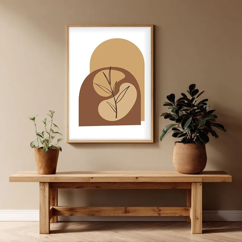 Canyon Leaf Canvas Wall Painting With Brown Frame media 1