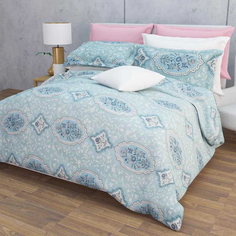 Serene Sleep Cotton Bedsheet (Blue) - 144 TC media 7