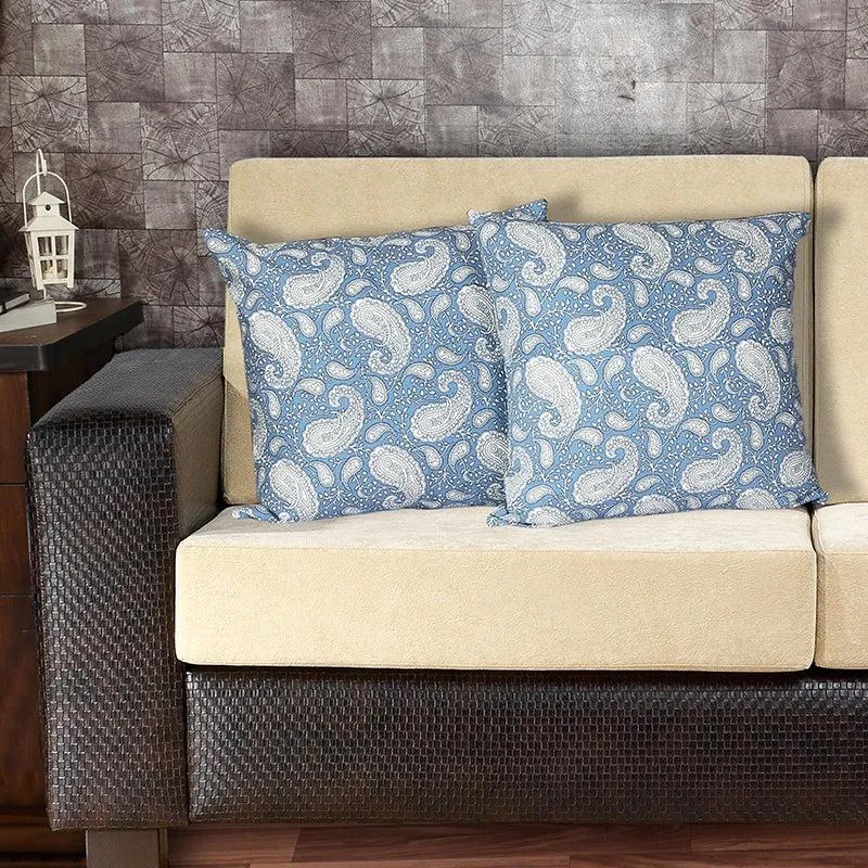 Ruksaana Printed Cushion Cover (Blue) - Set Of Two media 1