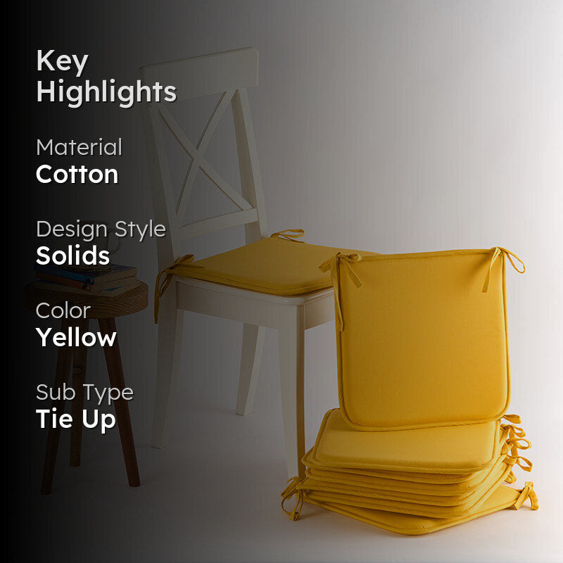 Easesit Foam Cotton Chair Pad (Yellow) - Set Of Eight media 2