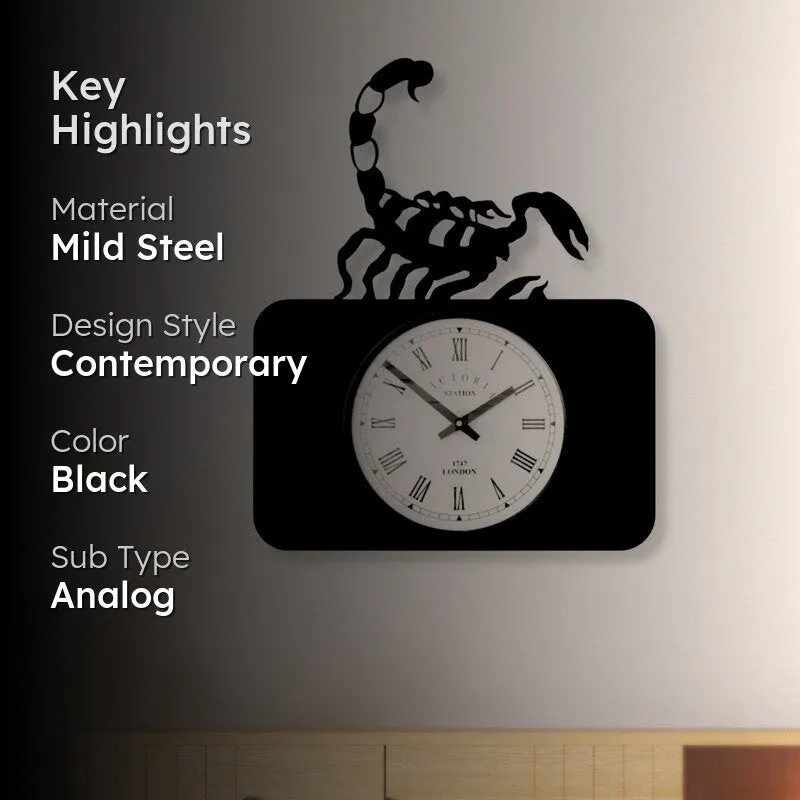 Scorpion Steel Analog Wall Clock - Black media 2