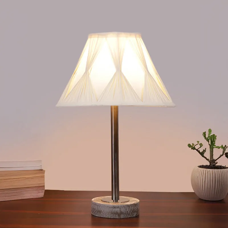 Pleatra Pinch Rodin Wooden Table Lamp - Ivory,Silver,White media 2