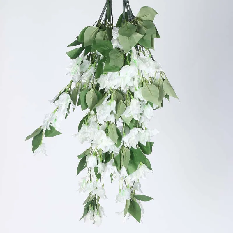 Faux Lush Hanging Bougainvillea - White - 2.5 Feet media 1