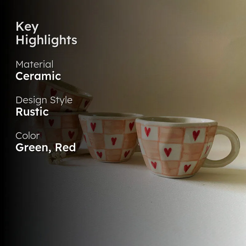 Heart Ceramic Coffee Mug (240 mL Each) - Set of Four media 2