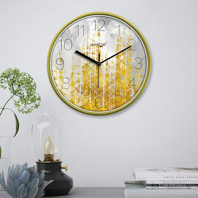 Gold Stria Plastic Analog Wall Clock media 1
