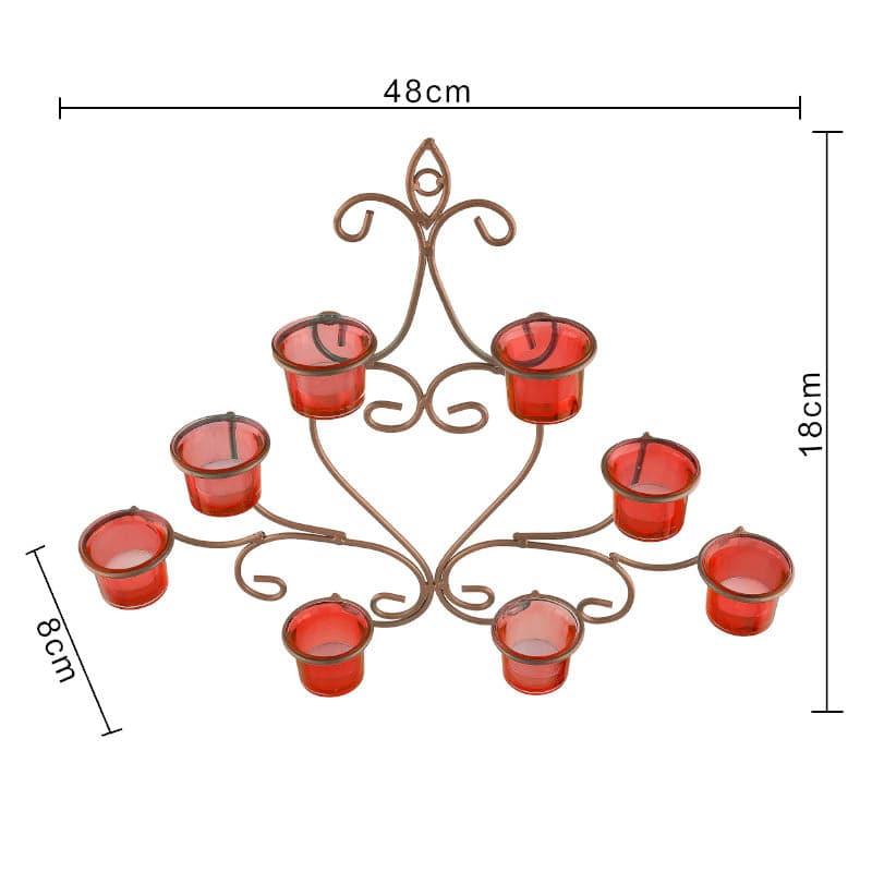 Floral Gold Frame Candle Holder - Red media 4
