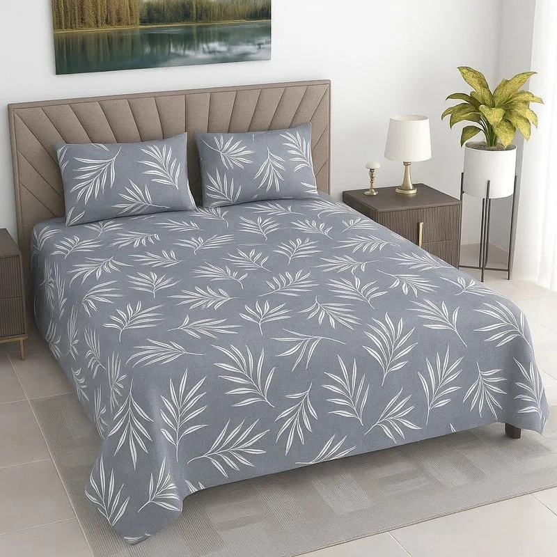 Leaf Mist Cotton Bedsheets (Blue) - 400 TC media 1