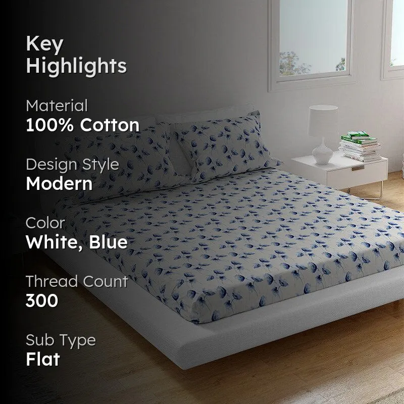 Print Bliss Sateen Floral Cotton Bedsheet - 300 TC media 2