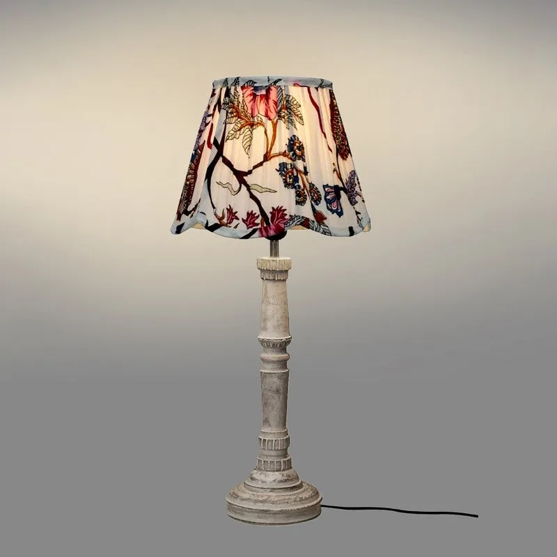 Bloomcrest Wooden Base Cotton Table Lamp - Multicolor media 4