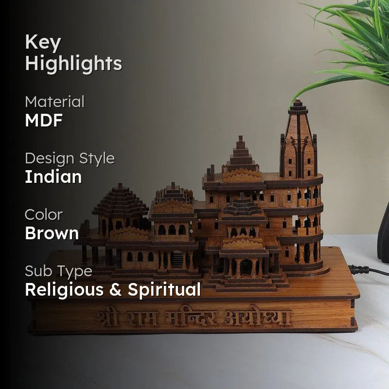 Divine Teal Wood Ram Mandir Showpiece media 2