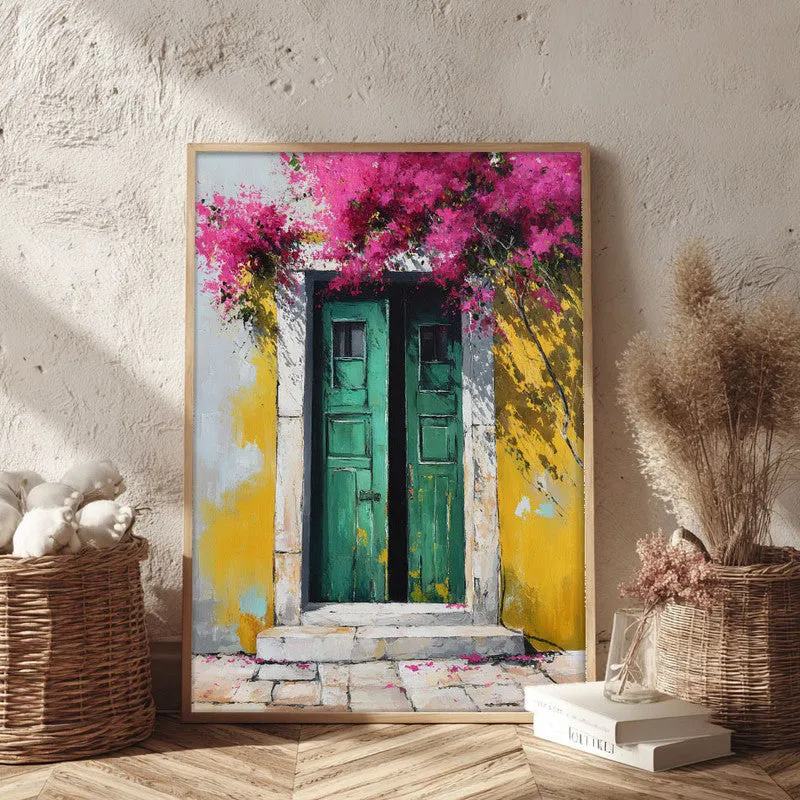 Bougainvillea Bliss Canvas Wall Painting - Brown Frame media 3