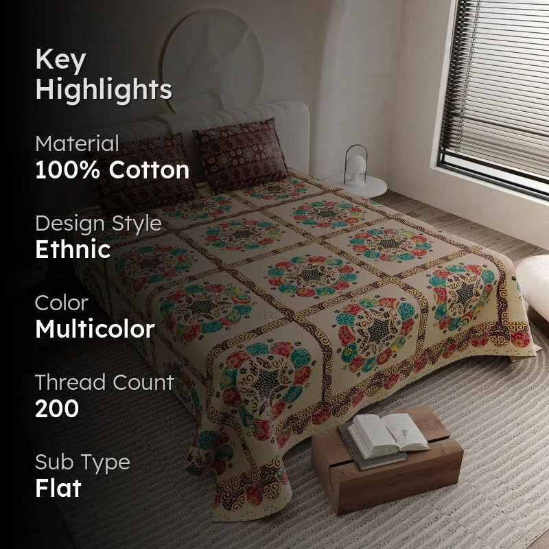 Rustic Bloom Cotton Bedsheet - 200 TC media 2
