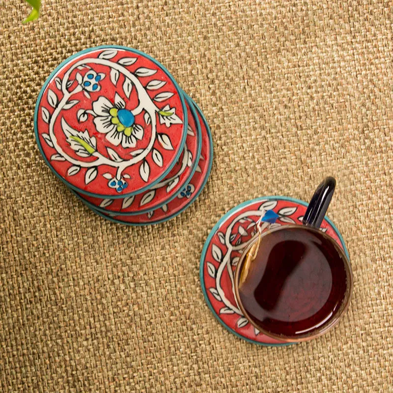 Rajwara Rang Ceramic Coaster - Set Of Four - 1
