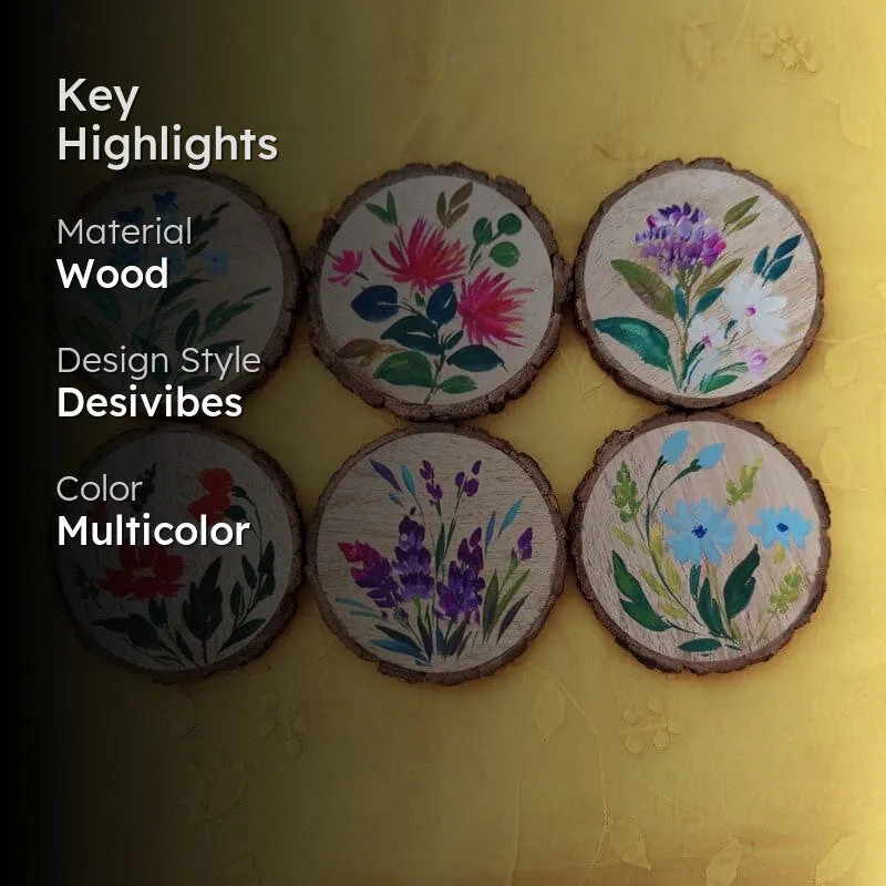 Grace Bloom Handpainted Coaster - Set Of Six media 2