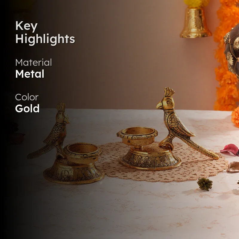 Thotha Ornate Tea Light Holder (Gold) - Set Of Two media 2