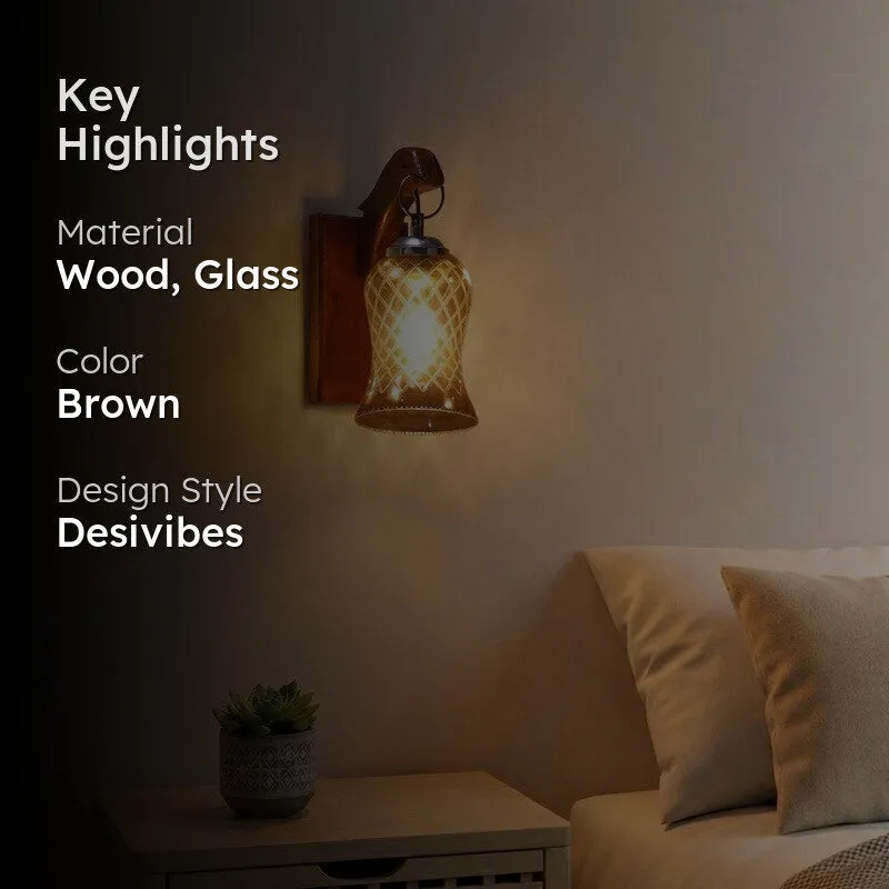 Honey Glow Panel Walnut-Amber Glass Wall Lamp media 2