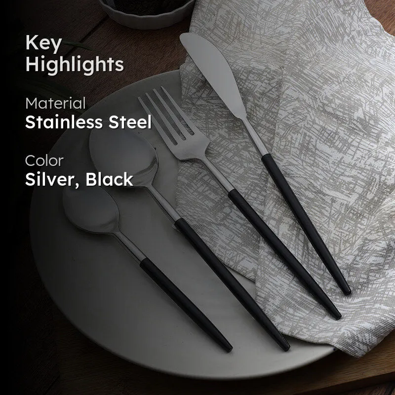 Stirling Cutlery Set (Silver & Black) - Four Piece Set media 2