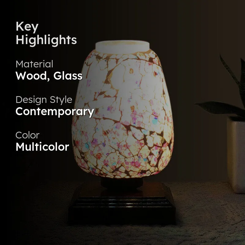 Auremora Mosaic Glass Table Lamp With Wooden Base - Multicolor media 2