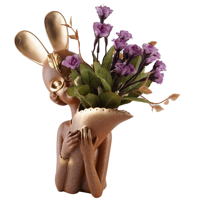 Thaisa Polyresin Vase - Brown & Gold media 5