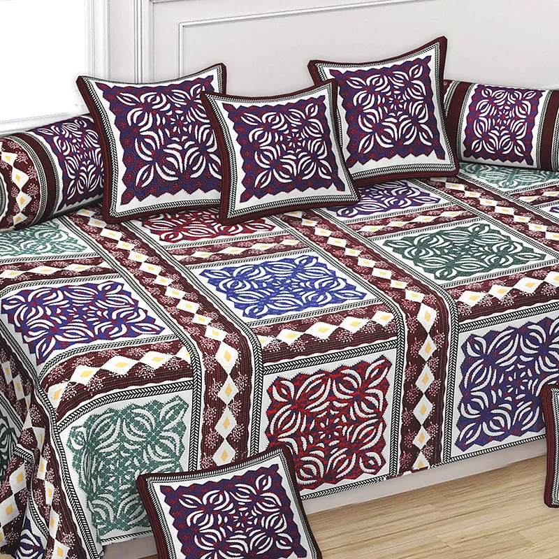 Ayatana Ethnic Cotton Diwan Set (Purple) - Eight Piece Set media 3