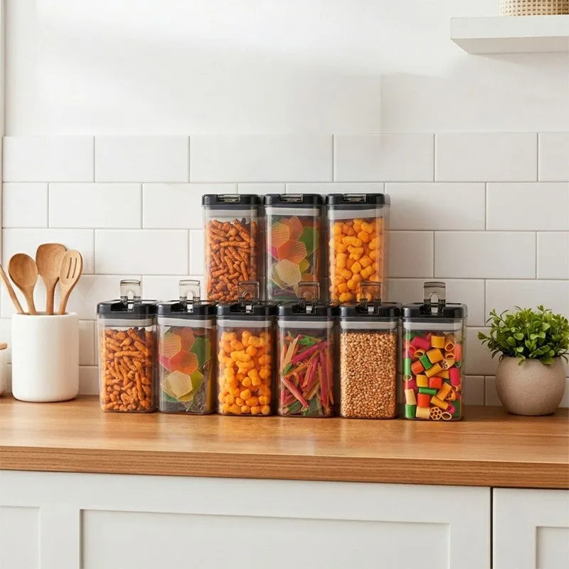 Snaplock Clear Nest Air Tight Container (Black/1000 mL Each) - Set of Nine media 1