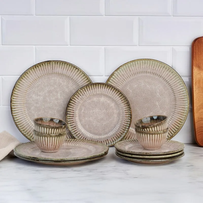 Rustic Pink Ceramic Dinner Set - 12 Piece Set media 1