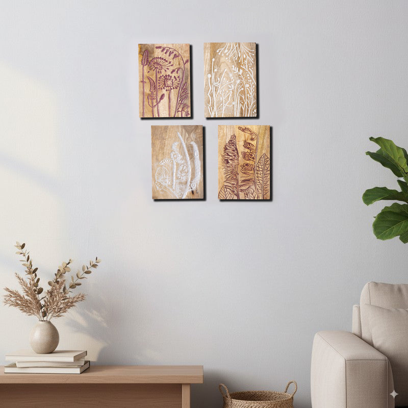 Wonders Wooden Wall Plates - Set Of Four