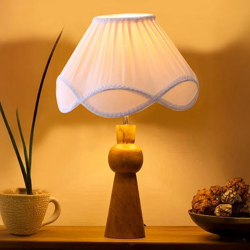 Angler Terra Wooden Table Lamp - White,Brown media 1