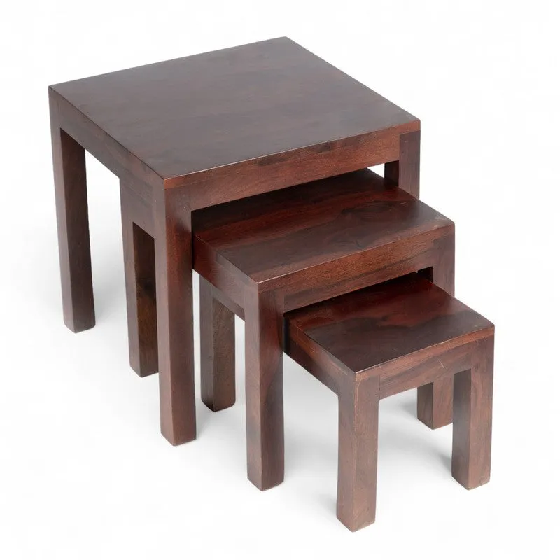 Sverox Sheesham Wooden Side & Bedside Table (Taupe) - Set Of Three media 6