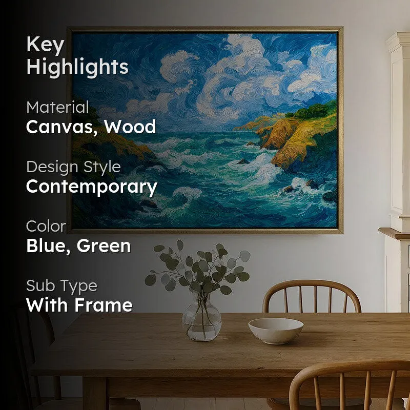 Lunar Seascape Canvas Wall Painting With Frame media 2