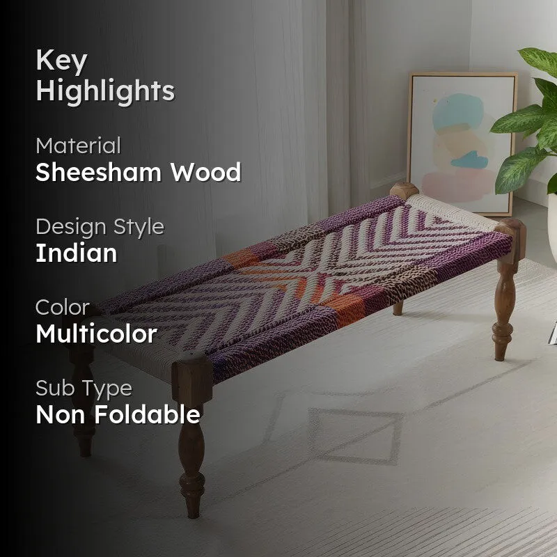 Calvo Sheesham Wooden Bench - Multicolor media 2