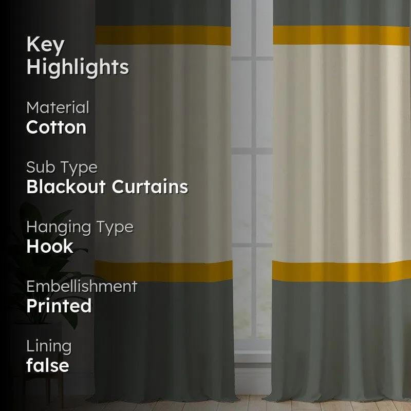 Urban Space Dual Tone Multicolor Cotton Curtains - Set Of Two media 2