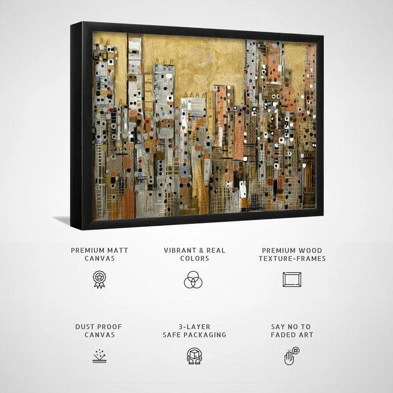 Golden Sky Scape Canvas Wall Painting - Black Frame media 5