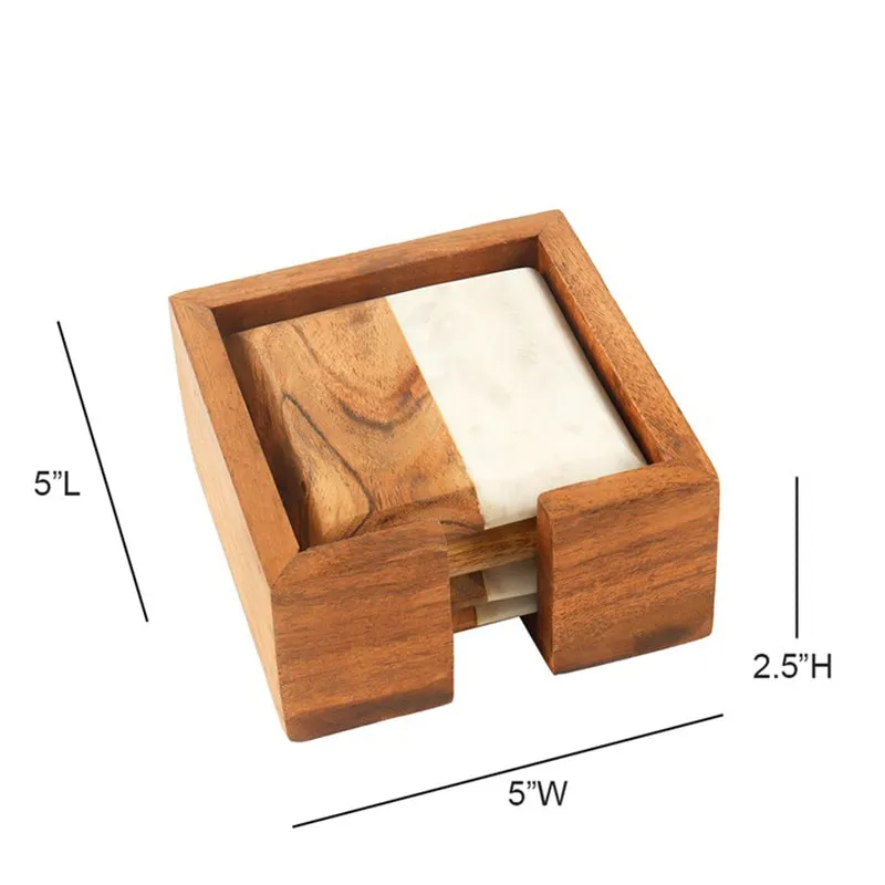 EarthTone Wood & Marble Coasters - Five Piece Set media 8