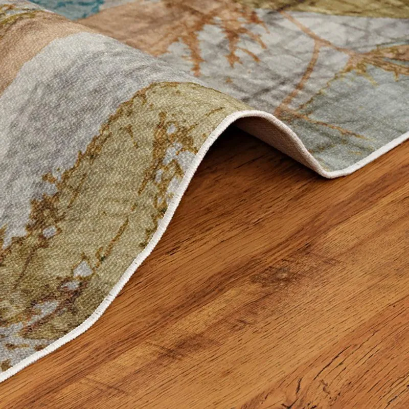 Elrond Abstract Polyester Anti-Skid Carpet - Brown & Blue media 8