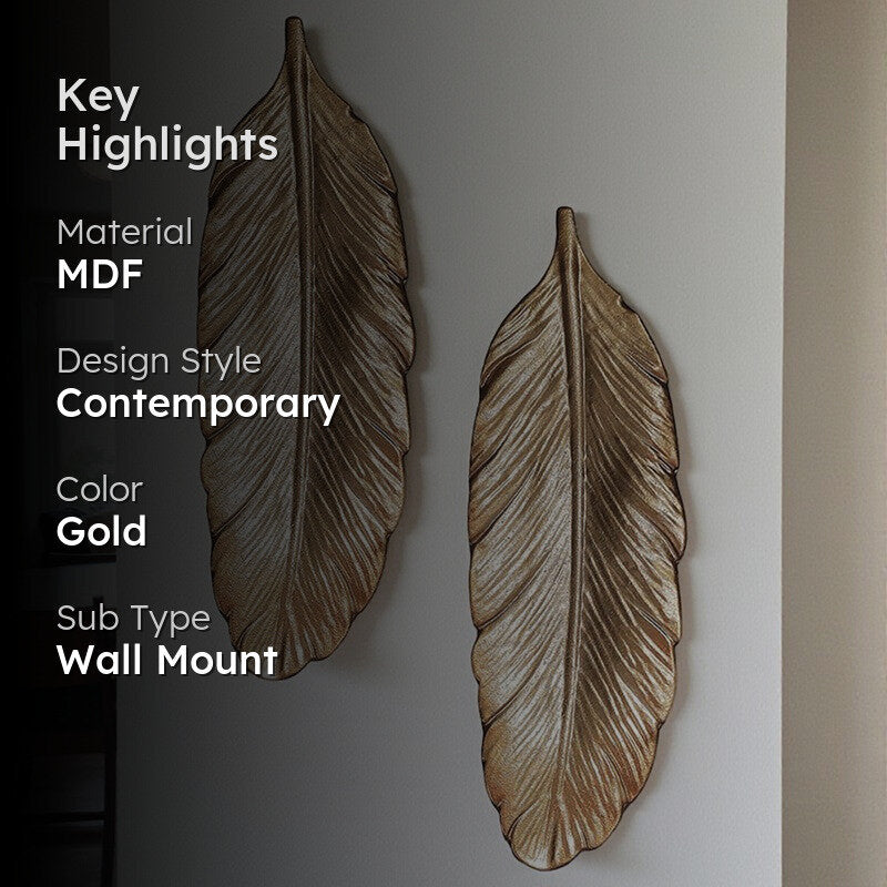 Feathery MDF Wall Accent - Set Of Two media 2