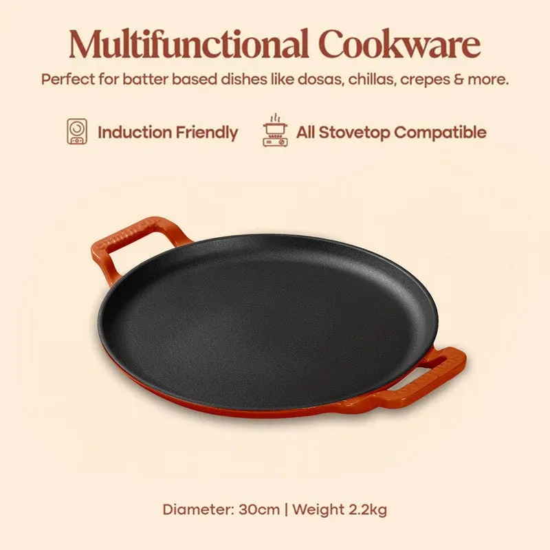 Cumin Co Enamel Cast Iron Dosa Tawa (Rust,Black) - 30 cm media 5