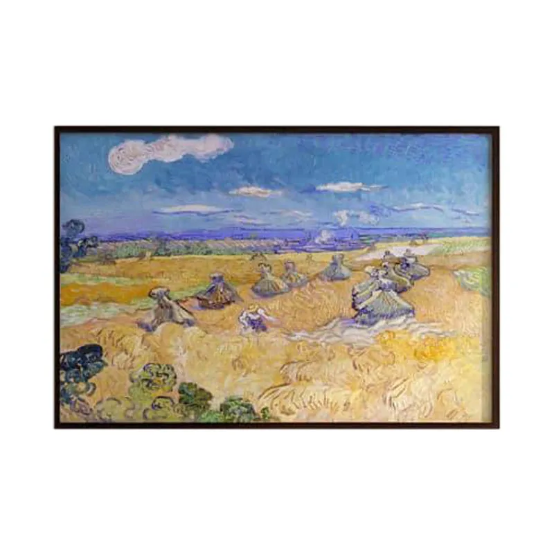 Wheat Fields With Reaper Auvers By Vincent Van Gogh - Black Frame media 6
